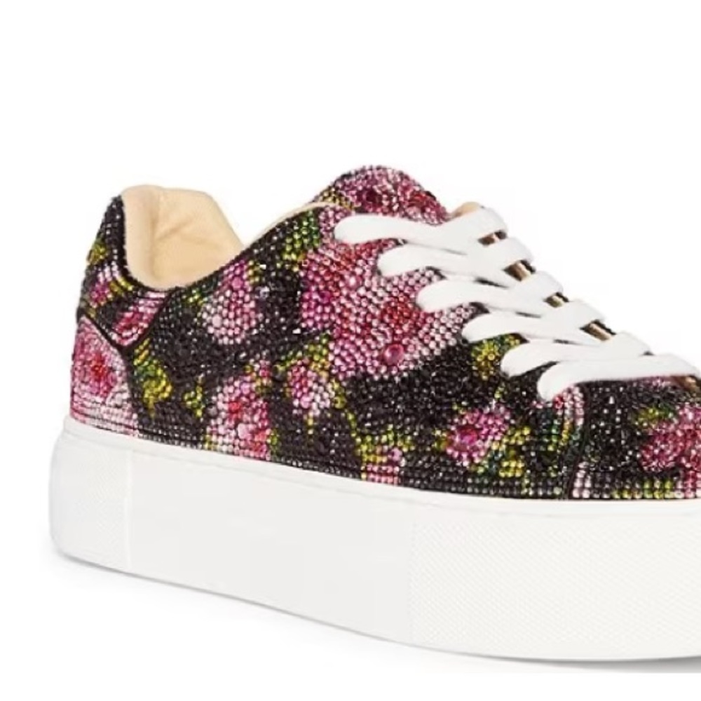 Blue by Betsey Johnson, Sidny floral rhinestone platform lace up sneakers